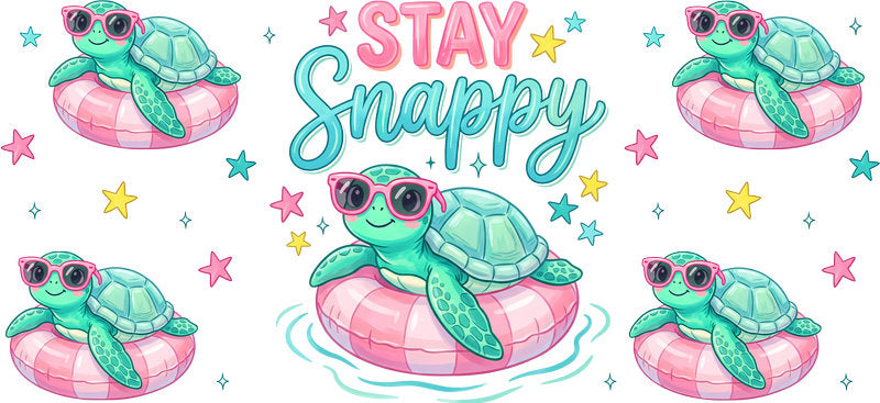 KA-9748 summer turtle uv dtf cup wrap for 16oz glass can beach tropical aesthetic drinkware design