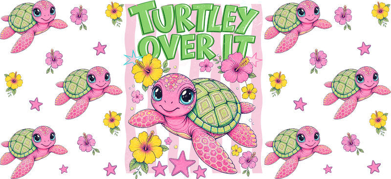 KA-9757 blooming turtle uv dtf cup wrap for 16oz glass can floral ocean animal aesthetic design