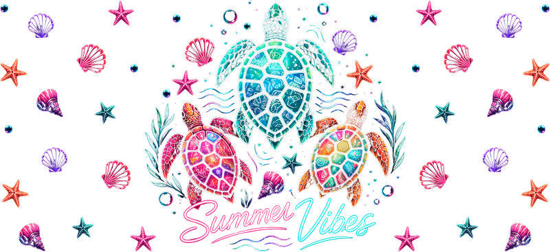 KA-9766 sweet sea life uv dtf cup wrap for 16oz glass can ocean animal aesthetic design