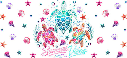 KA-9766 sweet sea life uv dtf cup wrap for 16oz glass can ocean animal aesthetic design