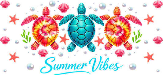 KA-9768 summer tropical vibes uv dtf cup wrap for 16oz glass can beach ocean aesthetic design