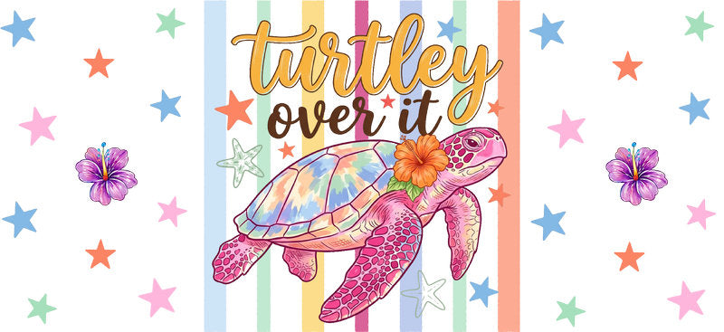 KA-9769 turtle quote uv dtf cup wrap for 16oz glass can ocean inspirational aesthetic design
