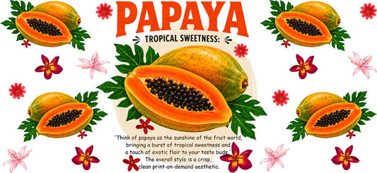 KA-9787 papaya fruit uv dtf cup wrap for 16oz glass can tropical drinkware design