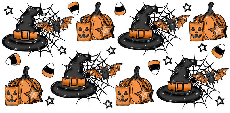 KA-9801 halloween pumpkin spooky UV DTF cup wrap for 16oz glass can drinkware aesthetic design