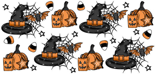KA-9801 halloween pumpkin spooky UV DTF cup wrap for 16oz glass can drinkware aesthetic design