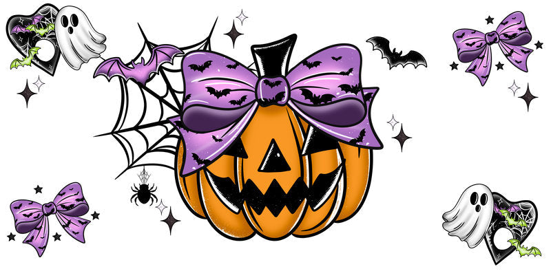 KA-9802 halloween pumpkin ghost spooky UV DTF cup wrap for 16oz glass can drinkware design