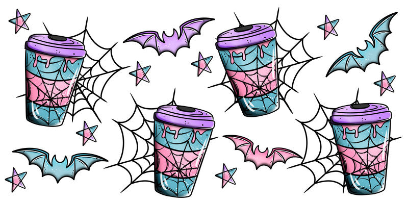 KA-9803 halloween spooky ghost UV DTF cup wrap for 16oz glass can drinkware design