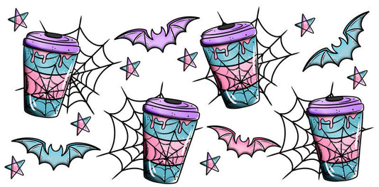 KA-9803 halloween spooky ghost UV DTF cup wrap for 16oz glass can drinkware design