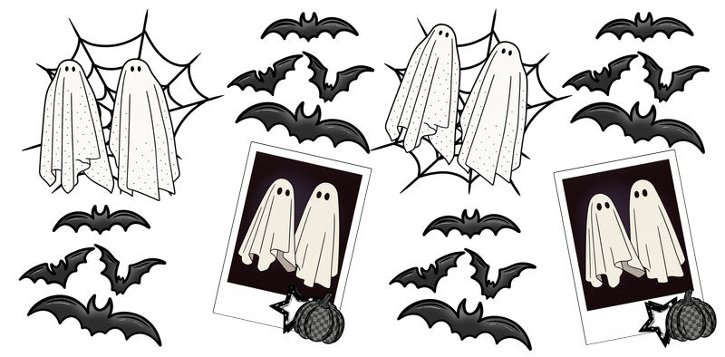 KA-9806 halloween ghost bat spooky UV DTF cup wrap for 16oz glass can drinkware design