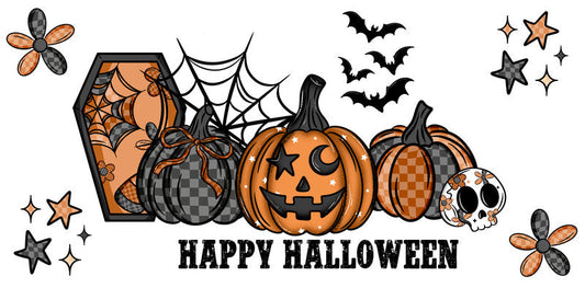 KA-9815 halloween happy halloween pumpkin UV DTF cup wrap for 16oz glass can drinkware design