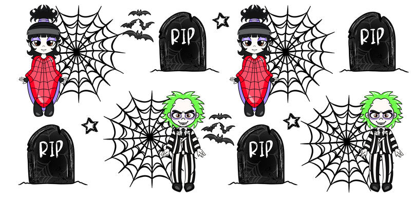 KA-9819 halloween graveyard spooky UV DTF cup wrap for 16oz glass can drinkware design