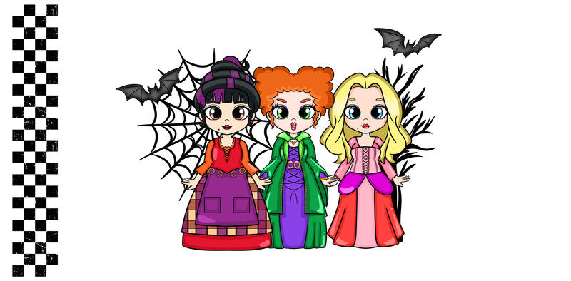 KA-9828 halloween spooky girls witch UV DTF cup wrap for 16oz glass can drinkware design