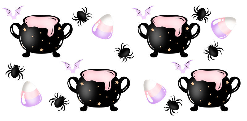 KA-9842 halloween spooky teacup witch UV DTF cup wrap for 16oz glass can drinkware design