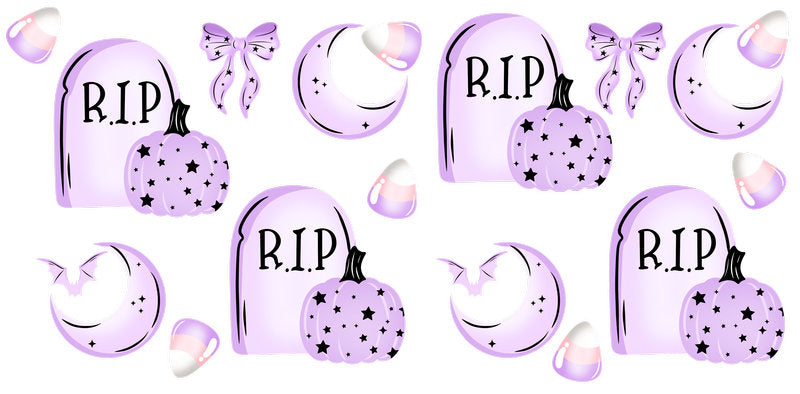 KA-9845 halloween pastel spooky rip UV DTF cup wrap for 16oz glass can drinkware design