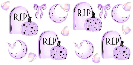 KA-9845 halloween pastel spooky rip UV DTF cup wrap for 16oz glass can drinkware design
