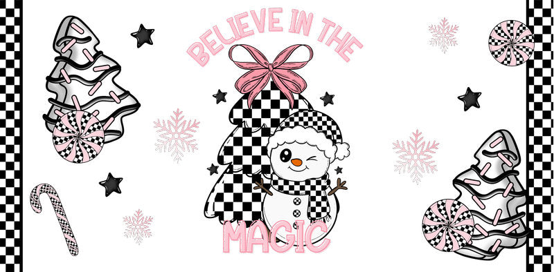 KA-9850 cute snowman christmas UV DTF cup wrap for 16oz glass can festive cup wrap design