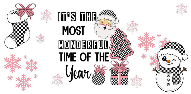 KA-9857 snowman winter christmas UV DTF cup wrap for 16oz glass can holiday drinkware design