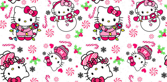 KA-9859 cute pink christmas UV DTF cup wrap for 16oz glass can holiday aesthetic drinkware design