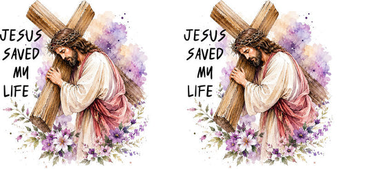 KA-9872 Jesus cross floral UV DTF cup wrap 16oz glass can faith cup wrap
