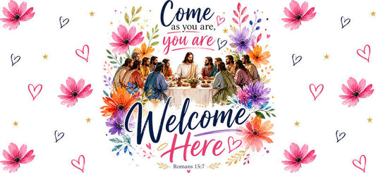 KA-9875 Jesus welcome UV DTF cup wrap 16oz glass can faith design