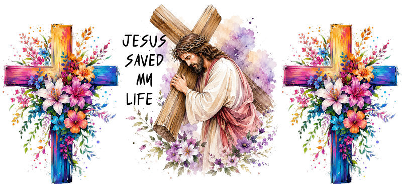 KA-9876 Jesus life UV DTF cup wrap 16oz glass can Christian cup wrap