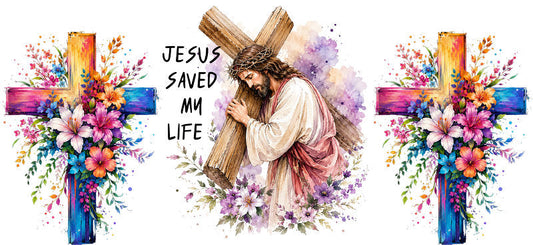 KA-9876 Jesus life UV DTF cup wrap 16oz glass can Christian cup wrap