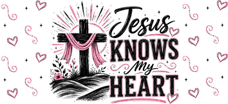 KA-9882 Jesus love heart UV DTF cup wrap 16oz glass can floral design