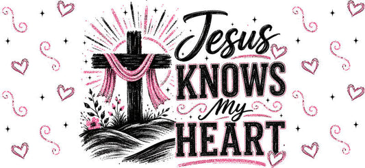 KA-9882 Jesus love heart UV DTF cup wrap 16oz glass can floral design