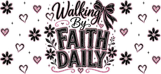 KA-9884 faith daily UV DTF cup wrap 16oz glass can inspirational design