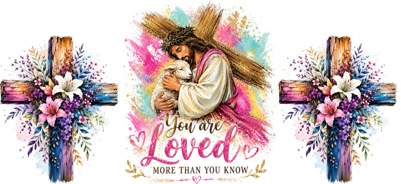 KA-9886 Jesus loved UV DTF cup wrap 16oz glass can faith design