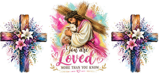 KA-9886 Jesus loved UV DTF cup wrap 16oz glass can faith design