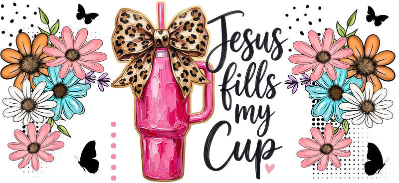 KA-9896 Jesus fills cup UV DTF cup wrap 16oz glass can inspirational design