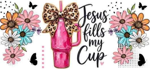 KA-9896 Jesus fills cup UV DTF cup wrap 16oz glass can inspirational design