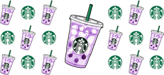 Coffee Shop Style UV DTF Cup Wrap for 16oz Glass Can KA-9948