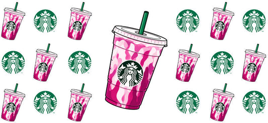 Coffee Shop Style UV DTF Cup Wrap for 16oz Glass Can KA-9954