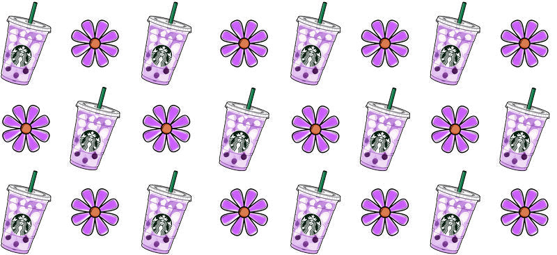 Coffee Shop Style UV DTF Cup Wrap for 16oz Glass Can KA-9964