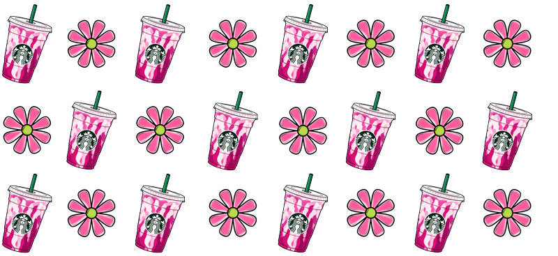 Coffee Shop Style UV DTF Cup Wrap for 16oz Glass Can KA-9970