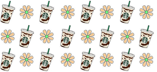Coffee Shop Style UV DTF Cup Wrap for 16oz Glass Can KA-9972