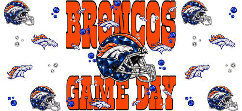 game day football emblem pattern in bold team-color style with a centered game-day helmet design framed by scattered football helmets and emblem accents for a 16oz glass cup