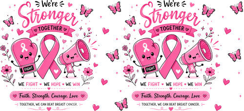 strong girl hope awareness pink ribbon cup wrap design