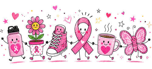 pink ribbon fight girl pink ribbon cup wrap design