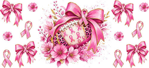 pink football ribbon floral allover wrap pink ribbon cup wrap design