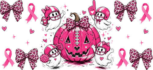 pink pumpkin ghost awareness allover wrap pink ribbon cup wrap design