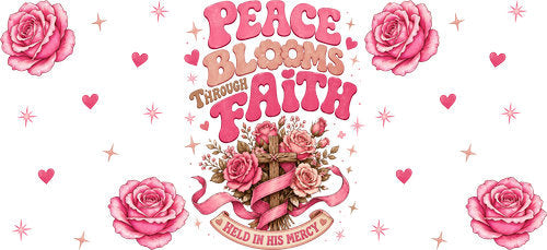 peace love faith pink ribbon allover wrap pink ribbon cup wrap design