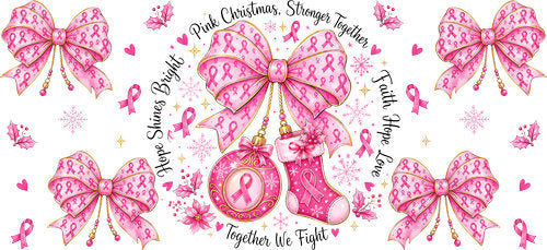 pink floral awareness bow allover wrap pink ribbon cup wrap design