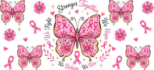 hope stronger than fear allover wrap pink ribbon cup wrap design
