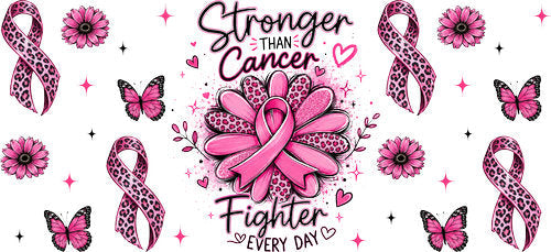 stronger than cancer fighter allover wrap pink ribbon cup wrap design