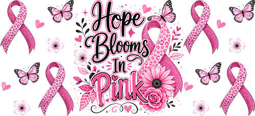 hope blooms in pink allover wrap pink ribbon cup wrap design