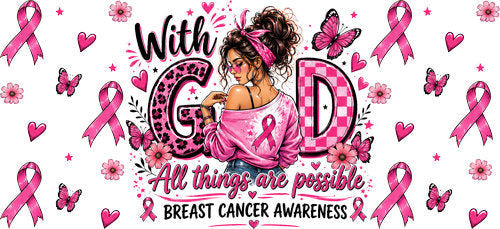 faith strength awareness woman allover wrap pink ribbon cup wrap design