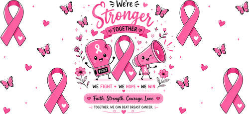 pink ribbon together friends allover wrap pink ribbon cup wrap design
